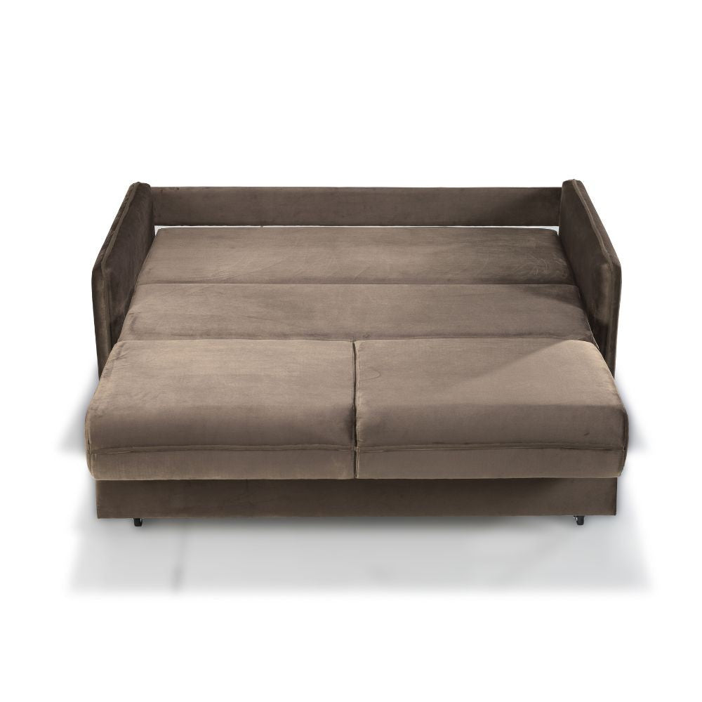 Divano letto 2 posti Alcona con contenitore in tessuto colore cappuccino 67-056