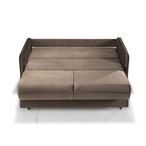 Divano letto 2 posti Alcona con contenitore in tessuto colore cappuccino 67-056