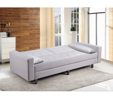 Divano letto 3 posti, reclinabile, contenitore ecopelle bianco 197cm Sicorage Ghuer