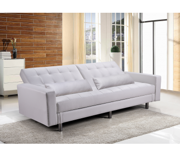 Divano letto 3 posti, reclinabile, contenitore ecopelle bianco 197cm Sicorage Ghuer