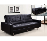 Divano letto 3 posti, reclinabile, contenitore ecopelle nero 197cm Sicorage Ghuer