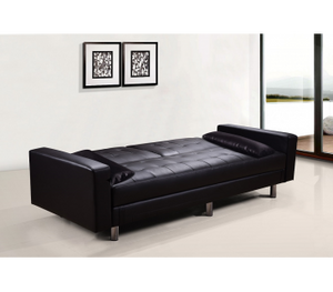 Divano letto 3 posti, reclinabile, contenitore ecopelle nero 197cm Sicorage Ghuer