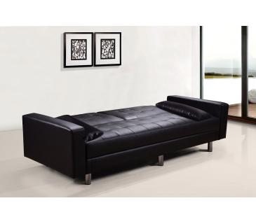 Divano letto 3 posti, reclinabile, contenitore ecopelle nero 197cm Sicorage Ghuer