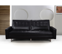 Divano letto 3 posti, reclinabile, contenitore ecopelle nero 197cm Sicorage Ghuer