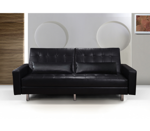 Divano letto 3 posti, reclinabile, contenitore ecopelle nero 197cm Sicorage Ghuer