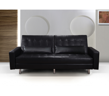 Divano letto 3 posti, reclinabile, contenitore ecopelle nero 197cm Sicorage Ghuer
