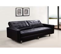 Divano letto 3 posti, reclinabile, contenitore ecopelle nero 197cm Sicorage Ghuer