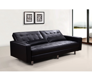 Divano letto 3 posti, reclinabile, contenitore ecopelle nero 197cm Sicorage Ghuer