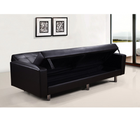 Divano letto 3 posti, reclinabile, contenitore ecopelle nero 197cm Sicorage Ghuer