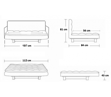 Divano letto 3 posti, reclinabile, contenitore ecopelle nero 197cm Sicorage Ghuer