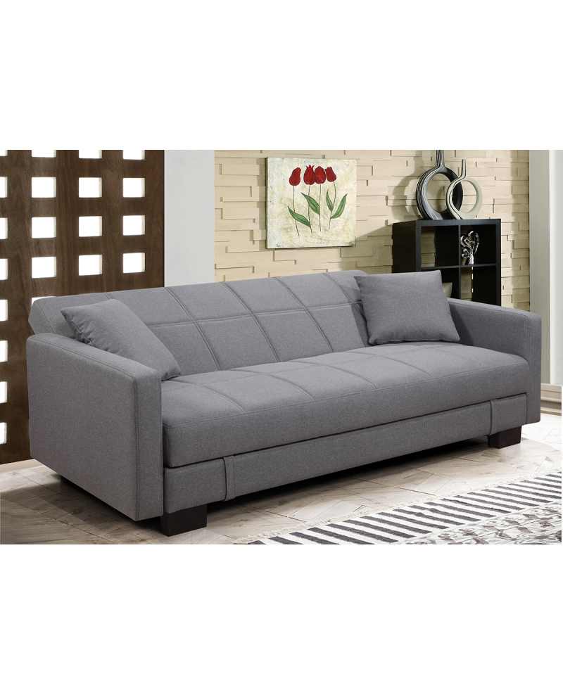 Divano letto 3 posti, reclinabile, contenitore grigio 198cm Sicorage Kinner