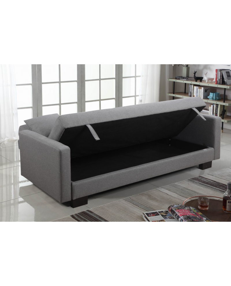 Divano letto 3 posti, reclinabile, contenitore grigio 198cm Sicorage Kinner