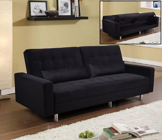 Divano letto 3 posti, reclinabile, contenitore nero 197 cm Sicorage Kayer