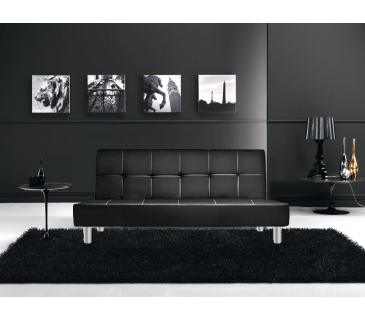 Divano letto 3 posti, reclinabile in ecopelle nero 180x92cm Sicorage Soffy