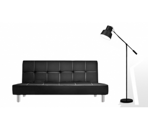 Divano letto 3 posti, reclinabile in ecopelle nero 180x92cm Sicorage Soffy