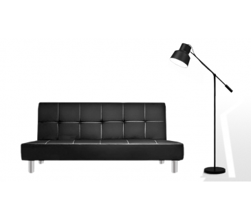 Divano letto 3 posti, reclinabile in ecopelle nero 180x92cm Sicorage Soffy