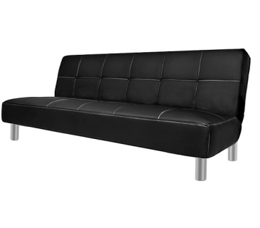 Divano letto 3 posti, reclinabile in ecopelle nero 180x92cm Sicorage Soffy