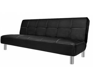 Divano letto 3 posti, reclinabile in ecopelle nero 180x92cm Sicorage Soffy