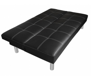 Divano letto 3 posti, reclinabile in ecopelle nero 180x92cm Sicorage Soffy