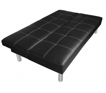 Divano letto 3 posti, reclinabile in ecopelle nero 180x92cm Sicorage Soffy