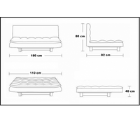 Divano letto 3 posti, reclinabile in ecopelle nero 180x92cm Sicorage Soffy