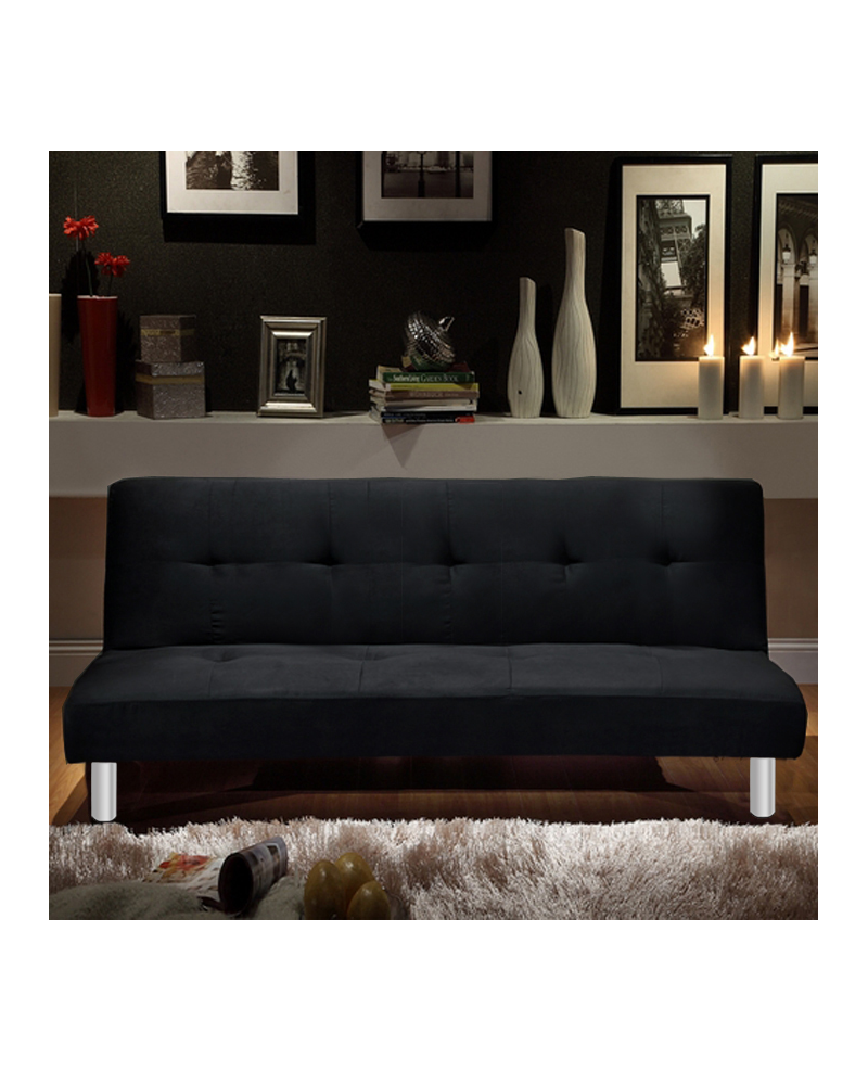 Divano letto 3 posti, reclinabile in microfibra nero180 cm Sicorage Soffy