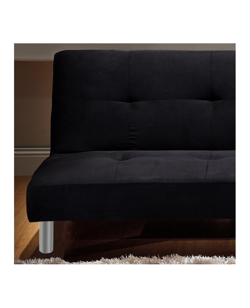 Divano letto 3 posti, reclinabile in microfibra nero180 cm Sicorage Soffy