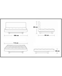 Divano letto 3 posti, reclinabile in microfibra nero180 cm Sicorage Soffy