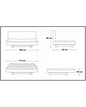 Divano letto 3 posti, reclinabile in microfibra nero180 cm Sicorage Soffy