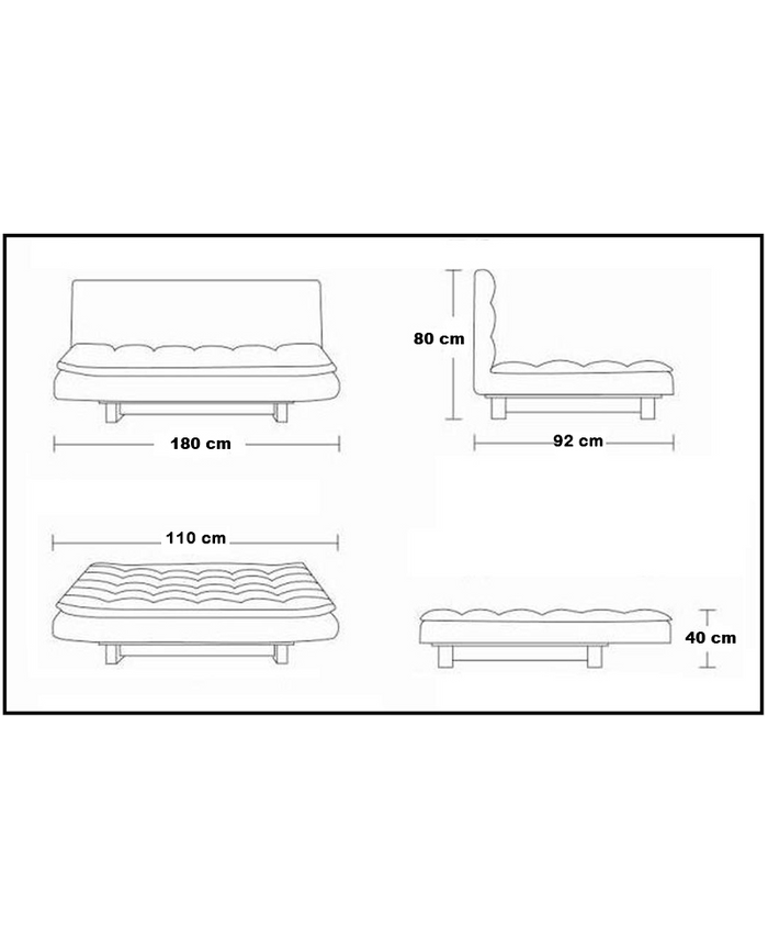 Divano letto 3 posti, reclinabile in microfibra nero180 cm Sicorage Soffy