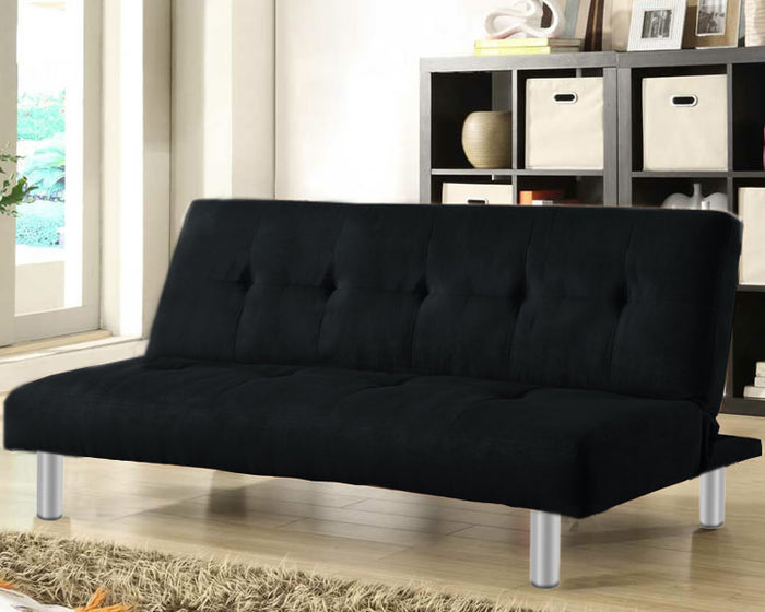Divano letto 3 posti, reclinabile in microfibra nero180 cm Sicorage Soffy