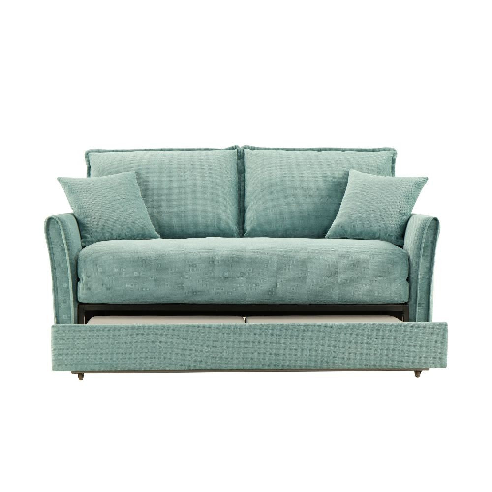 Divano letto Cassie con contenitore colore verde acqua