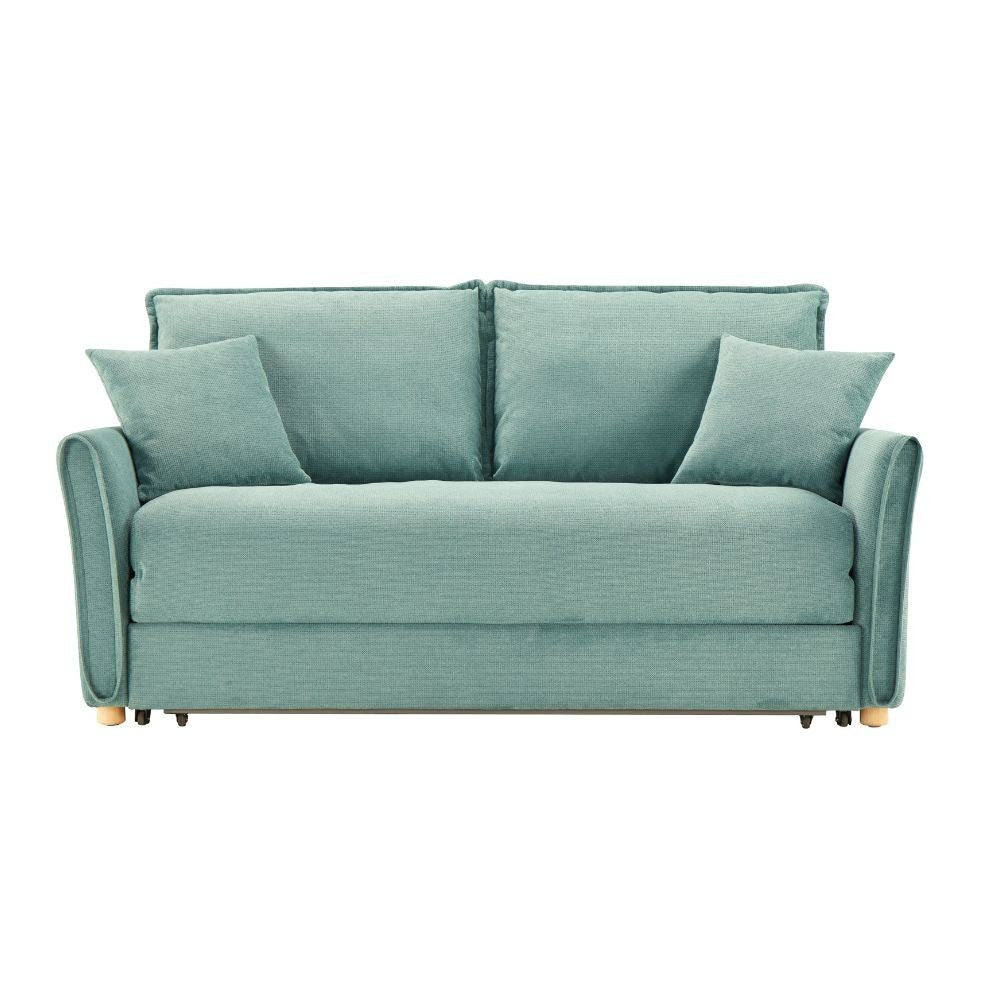 Divano letto Cassie con contenitore colore verde acqua