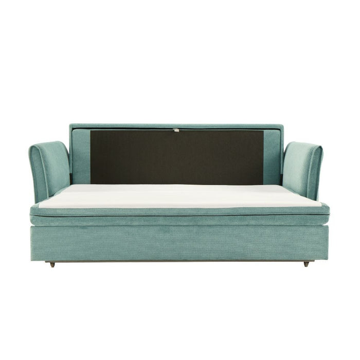 Divano letto Cassie con contenitore colore verde acqua