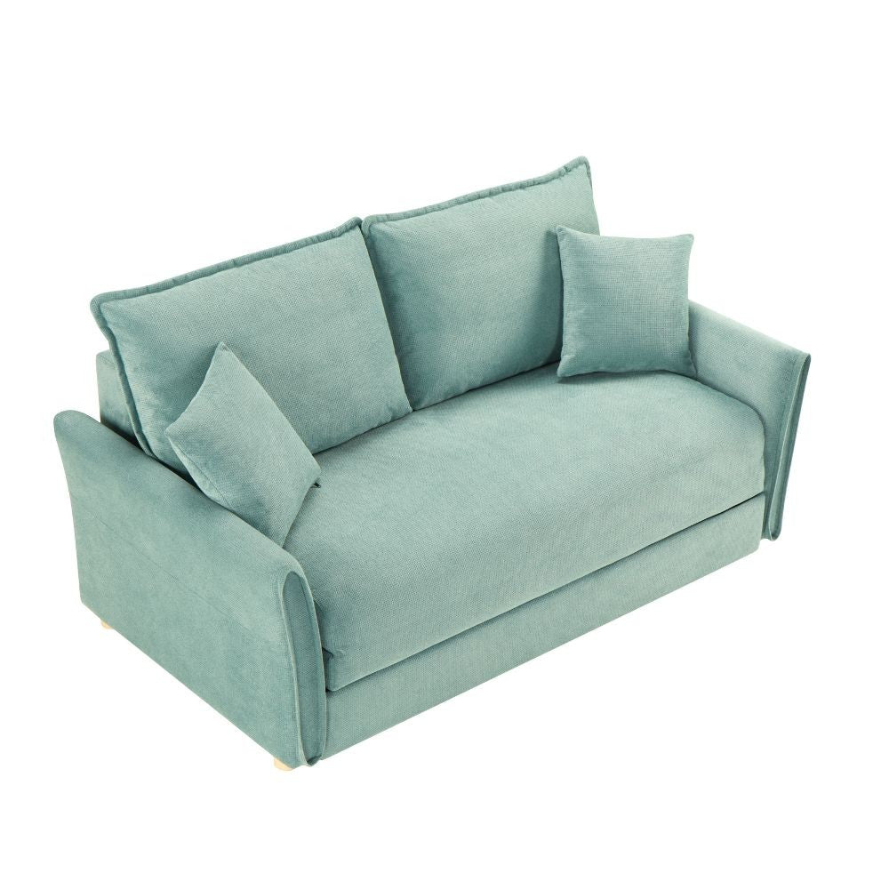 Divano letto Cassie con contenitore colore verde acqua