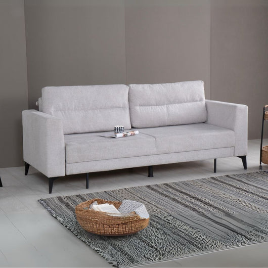 Divano letto Derry 3 posti in tessuto grigio chiaro 07-900