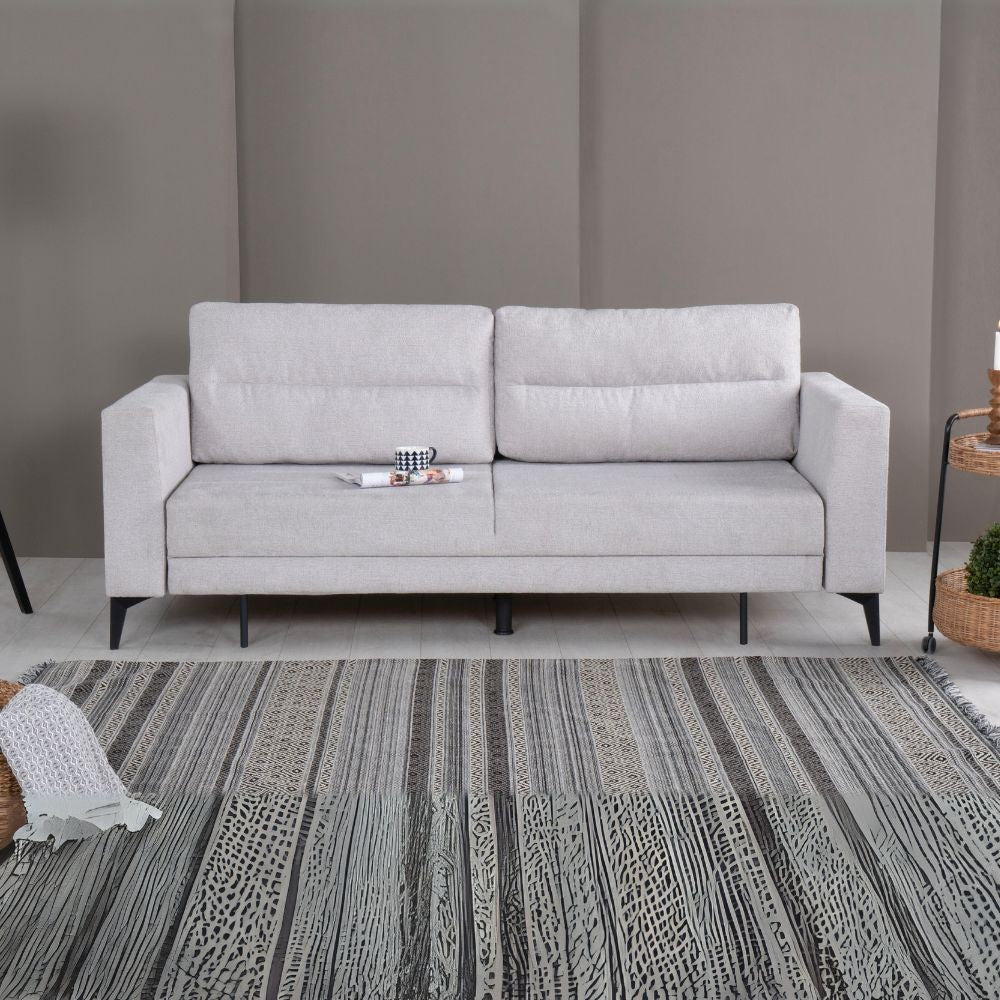 Divano letto Derry 3 posti in tessuto grigio chiaro 07-900