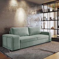 Divano letto Karponga 3 posti con 2 pouff in tessuto G0830 verde