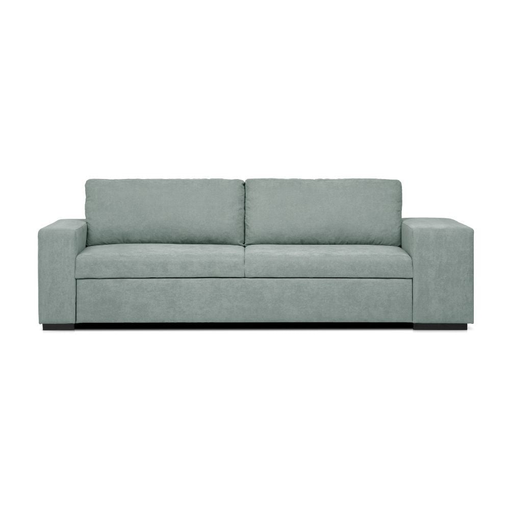 Divano letto Karponga 3 posti con 2 pouff in tessuto G0830 verde