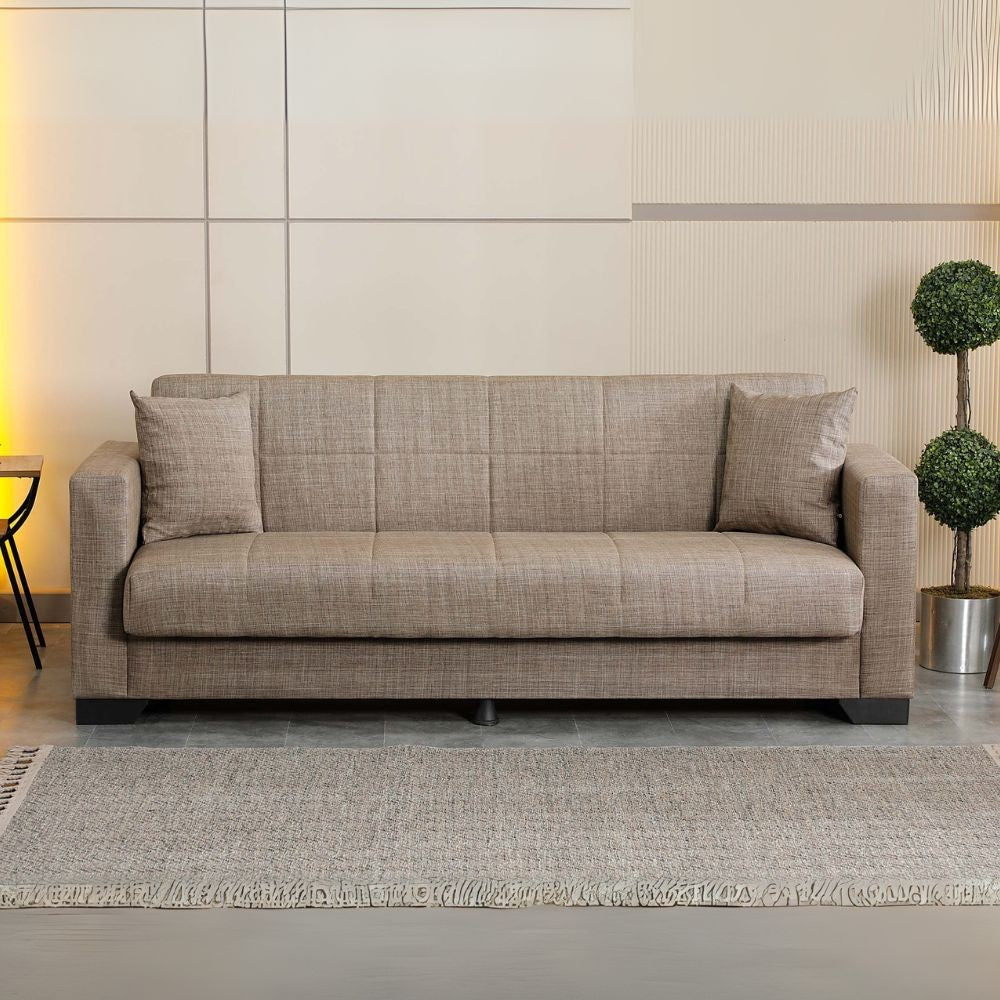 Divano letto contenitore Moon 3 posti in tessuto Internobase 07 camel