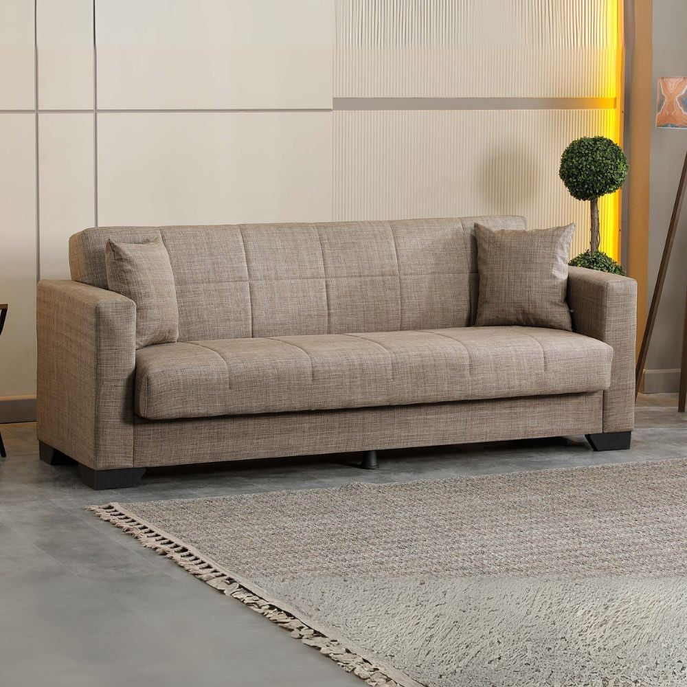 Divano letto contenitore Moon 3 posti in tessuto Internobase 07 camel