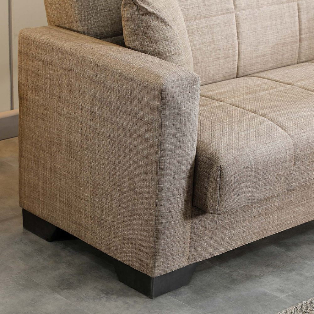 Divano letto contenitore Moon 3 posti in tessuto Internobase 07 camel