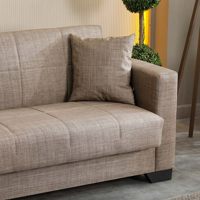 Divano letto contenitore Moon 3 posti in tessuto Internobase 07 camel