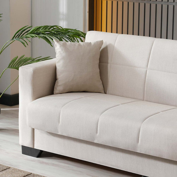 Divano letto contenitore Moon 3 posti in tessuto Internobase 09 cream