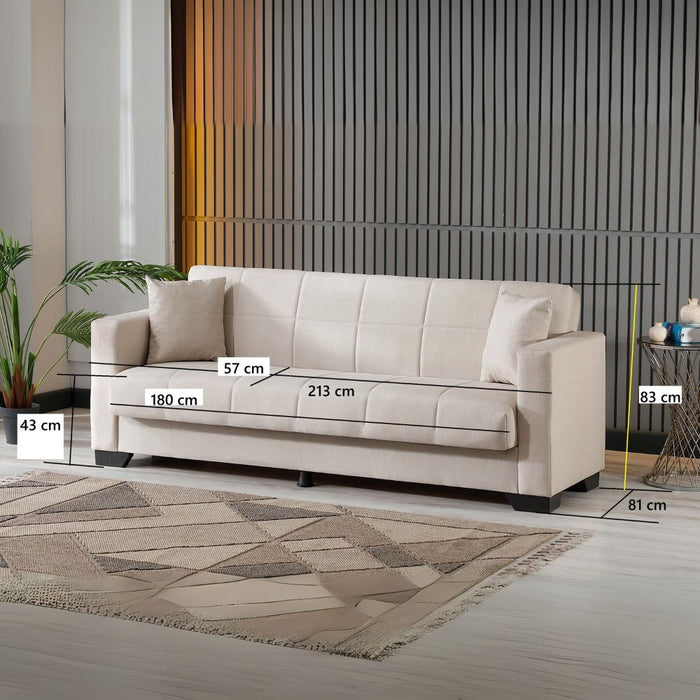 Divano letto contenitore Moon 3 posti in tessuto Internobase 09 cream