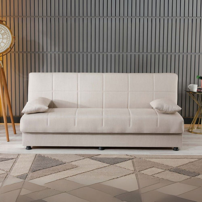 Divano letto contenitore click clack Moon senza braccioli in tessuto Internobase 09 cream