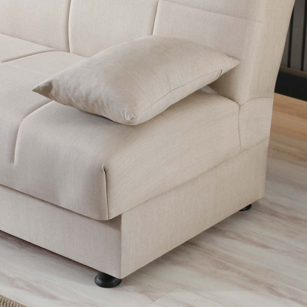 Divano letto contenitore click clack Moon senza braccioli in tessuto Internobase 09 cream