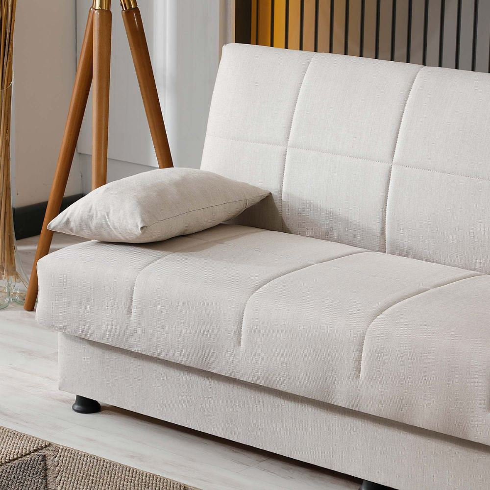 Divano letto contenitore click clack Moon senza braccioli in tessuto Internobase 09 cream