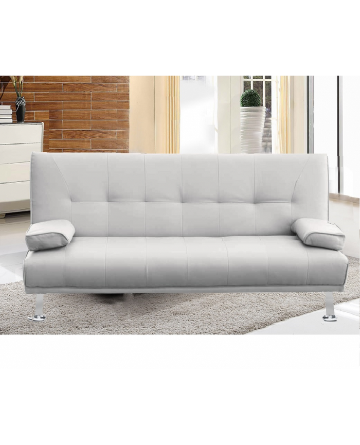 Divano letto reclinabile 3 posti ecopelle bianco doppio cuscino Sicorage Kidren