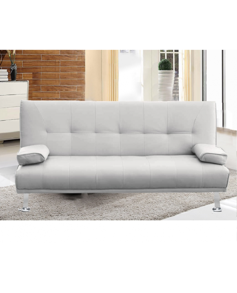 Divano letto reclinabile 3 posti ecopelle bianco doppio cuscino Sicorage Kidren